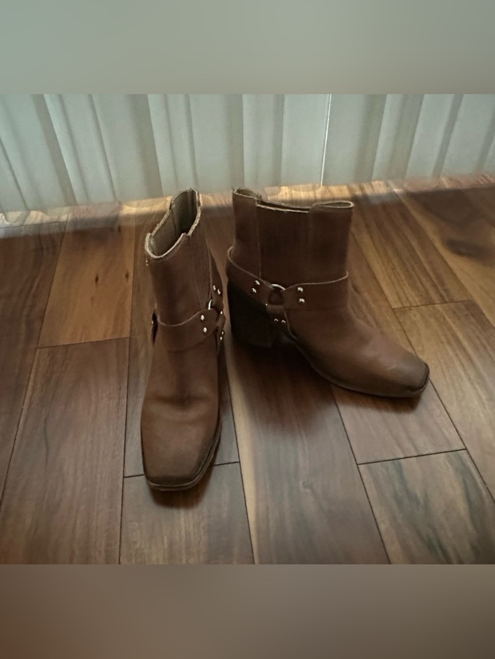 VELEZ ARTISAN BROWN ANTIQUED LEATHER SQUARE TOE PULL ON WESTERN ANKLE BOOT 38